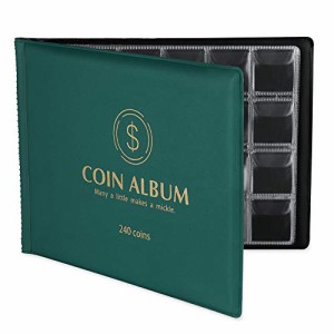 MUDOR コレクターのための240ポケットコインコレクションホルダーアル バムブック、コインコレクション用品 (緑)