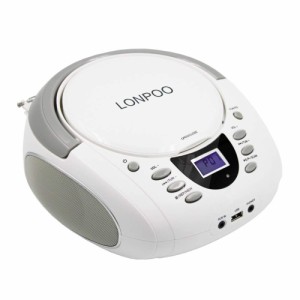 LONPOO cd プレーヤーbluetooth対応 FMラジオ MP3再生 ブルートゥ ース USB/AUX入力 ヘッドフォンジャック LCDディスプレイ ポータブルcd