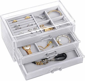 [送料無料]hblife アクセサリーケース ジュエリー ボックス 3層 透明 宝石箱 指輪ボックス