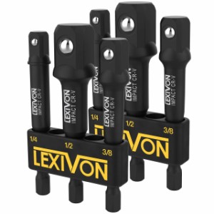 LEXIVON インパクトグレードソケットアダプターセット (２パック)、76.2mm (3インチ) ホルダー付延長ビット | 6.35mm (1/4インチ)、9.5mm