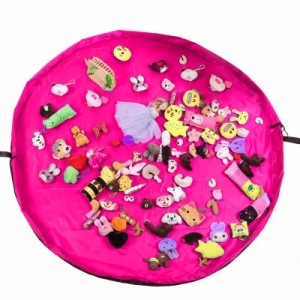 サムコス おもちゃ収納バッグ 子どもプレイマット 大容量 直径150cm 折り畳み式 玩具収納袋 お片付け簡単 収納用品（ホットピンク）