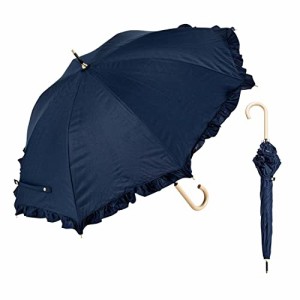 Waterfront 長傘 日傘兼用雨傘 Denim Frill Parasol Navy 50cm UVカット 99.9% 遮光 遮熱 レディース DFP-1S50-SH-NV