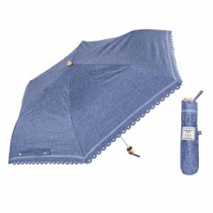 Waterfront 折りたたみ傘 日傘兼用雨傘 Denim Border Parasol Navy