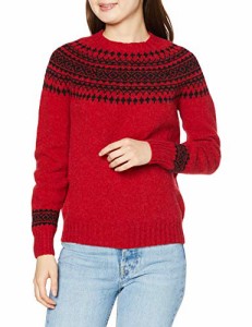 ハーレーオブスコットランド セーター YOKE PATTERN CREW NECK SWEATER レディース Jester Red/Black UK 32 (日本サイズS相当)