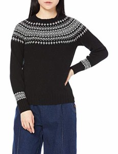 ハーレーオブスコットランド セーター YOKE PATTERN CREW NECK SWEATER レディース Black/Silver UK 36 (日本サイズL相当)