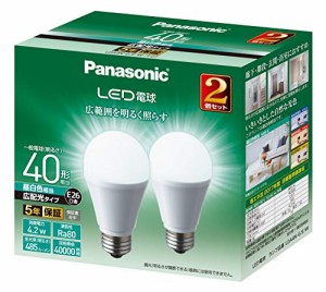 パナソニック LED電球 口金直径26mm 電球40形相当 昼白色相当(4.2W) 一般電球 広配光タイプ 2個入り 屋外器具対応 密閉器具対応 LDA4NGEW