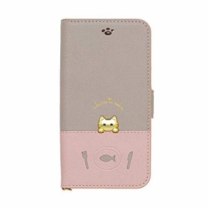 NATURALdesign sakana to neko i Phone8/7/6s/6専用手帳型スマホケース Bタイプ iP7-DISH02 ピンクグレー