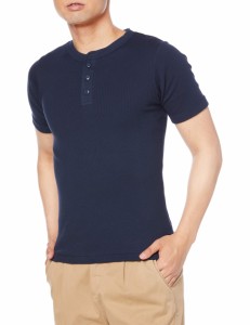 ヘインズ Tシャツ 肌に馴染む BEEFY リブヘンリーネックTシャツ アンダーウェア-メンズ HM1-T103 ネイビー L
