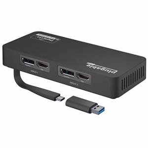 Plugable USB-C 変換グラフィックアダプタ、ディスプレイ変換 Windows、Mac 用 デュアル 4K HDMI および DisplayPort、USB 3.0、USB Type