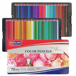 Roleness 油性 色鉛筆 72色 子供 大人 塗り絵 色鉛筆セット 柔らかい芯 プロ油性色鉛筆 メタル収納ケースいろえんぴつ 鉛筆削り付き