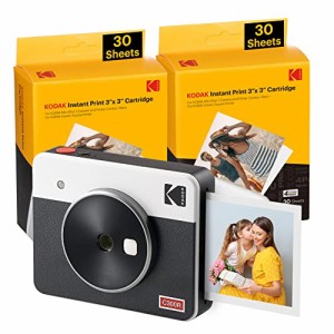 コダック KODAK Mini Shot 3 レトロ 4PASS 2-in-1インスタントカメラ＆フォトプリンター(7.6cmx7.6cm)＋カメラ本体8枚入り+60枚バンドル