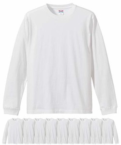 ユナイテッドアスレ 5011-01 5.6オンス ロングス リーブ Tシャツ 10枚セット メンズ (ホワイト,XXL)