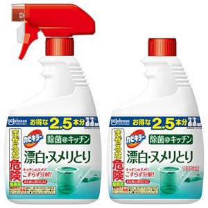 台所用 漂白剤 カビキラー 除菌@キッチン 大容量 特大サイズ 本体 1000g +付け替え 1000g 漂白・ヌメリ取り 泡 除菌スプレー まとめ買い 