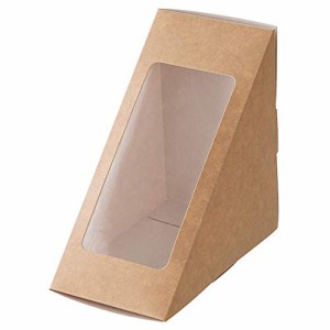 ヘッズ サンドウィッチボックス 7.5×12×12cm 茶色 50枚 食品対応 クラフト デリバリー 持ち帰り お弁当箱 HEADS MK-SAB1