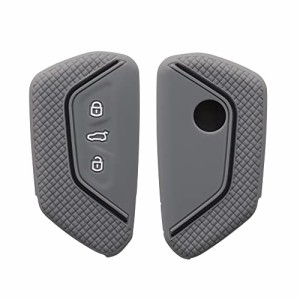 kwmobile キーカバー 対応: VW Golf 8 3-ボタン 車のキー キーケース - 保護ケース 鍵ケース 車鍵 シリコン グレー/黒色