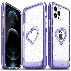 Vena vLove Apple i Phone 12 / 12 Pro (6.1” インチ) 専用 ケース (心 ハ キラキラ | 耐衝撃 落下 衝撃 吸収) 素材 強化保護 二重構造 