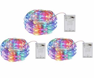 【3個セット】LED イルミネーションライト ク リ ス マ スライト バレンタインデー 飾り 電池式 10メートル 100電球 常点灯 屋外 室内 ガ