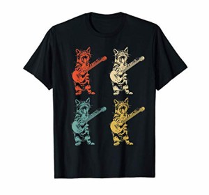 レトロな猫ロッカーキティ弾くギターロックスターギタリストギフト Tシャツ