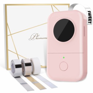 ラベルプリンター スマホ対応 Memoqueen D30 感熱ラベルプリンター モバイルラベル シール ラベル プリンター ピンク テープ付き