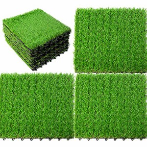 uyoyous 18枚セット 人工芝パネル ジョイント式 人工芝マット 正方形 ベランダ 庭 30cm×30cm 芝丈 約2.5cm DIY 組み立て簡単 芝生 ベラ
