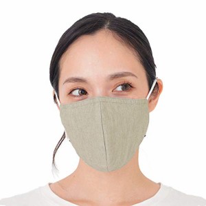 SEK認証 抗ウイルス素材使用 日本製 ファブリックケアマスク(オーガニックコットンタイプ M-L カーキ) 肌側シルク100% 洗える 花粉除去率