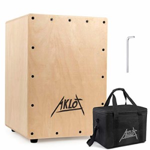 AKLOT カホン, ボックスドラム Cajon 木製 パーカション 打楽器 ケース付き 内部調節可能なスネア 初心者・プロ (35.5*25.4*25.4cm)