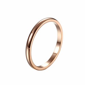 Moiom リング 細め ステンレス 指輪 レディース 人気 ゆびわ 贈り物 アクセサリー シンプルおしゃれ ファッション (ピンクゴールド-2mm