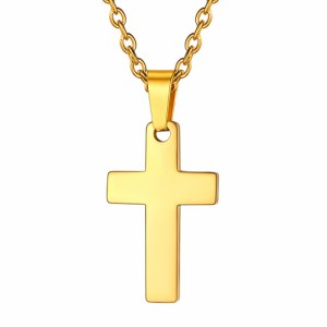 Suplight 十字架 クロス ネックレス メンズ ゴールド 18金 サージカルステンレス 金属アレルギー レディース ペア アクセサリー