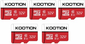 KOOTION microSDカード 32GB（5個セット) SDアダプター付 Class10 UHS-I メモリ カード SDHC マイクロSDカード U1高速転送 ドライブレコ