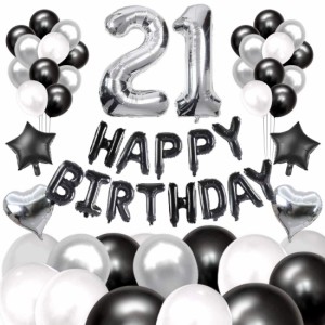 《送料無料》60枚 21歳 誕生日 飾り付け セット 数字バルーン 組み合わせ 「HAPPY BIR