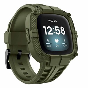 GELISHI バンパー付きFitbit Versa 3バンド TPUスポーツ保護ケース 丈夫なプロテクター 交換用ストラップアクセサリー Fitbit Sense/Fitb