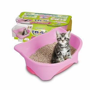 デオトイレ本体セット 約1か月分 猫砂・シート付 猫用トイレ本体 子猫~5kgの成猫用 ツートンピンク