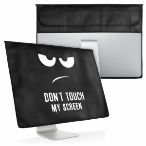 kwmobile モニターカバー 対応: 27-28”モニター - Don’t touch my screenデザイン 白色/黒色