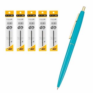 Bicジャパン ビック(Bic) ボールペン クリックゴールド 0.5 油性 黒 なめらか ティールグリーン軸 替芯 5本セット CLG05-TGRRF5