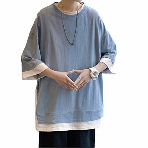 tシャツ メンズ 夏服 メンズ 半袖 服 ベーシック 無地 通気性 おしゃれ ス ゆったり プルオーバーッ カジュアル 大きいサイズ Blue