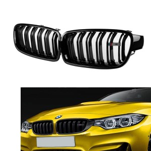 Wellvie BMW3 キドニーグリル フロントグリル シリーズ f30 f31 f35 互換品 ダブルフィン ブラック Mスポーツ 艶有り カーパーツ 左右セ