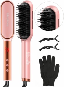 MiroPure ストレートブラシ ヘアアイロン 14段階温度調節 30秒間急速加熱 LCDデイスプレー 遠赤外線 マイナスイオン ストレート＆カール