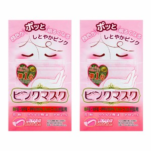 ピンクマスク 日本製 しとやかピンク 20枚入り×2パック 個包装マスク PINK MASK 99％カットフィルター 小さめサイズ 耳にやさしい柔らか