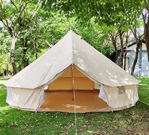 家族旅行パーティーやハンティングキャンプ用パオテント用の屋外キャンバス防水ベルテント4シーズンテント (直径5メートル)