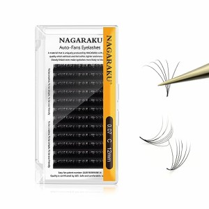 NAGARAKU まつげエクステンシュン まつげエクステ つけまつげ 12列の大容量 太さ0.07mm カールC 長さ12mm 1秒開花 上質で柔らかく 安定し