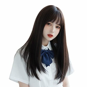 Hawkko ウイッグ ロング ミディアム セミロング フルウィッグ ストレート かつら レディーズ カツラ wig ぱっつん前髪 カール かつら 女