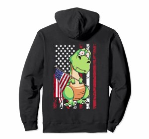 T-Rex American Flag 4th Of July Patriot Dinosaur Boys Kids パーカー