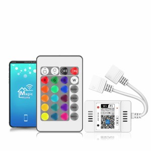 Aotealit LED テープライトコントロー ラー RGB WIFIコントロー ラー 4ピンホール、アプリコント スマホコント リモコン付き 12V-24V SMD