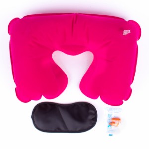 FJTKU字型のインフレータブル枕（6色セット）・アイマスク・耳栓セット 旅行 飛行機 新幹線 仮眠