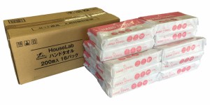 和光製紙(Wako Seishi),【ケース販売 】HouseLab ハンドタオル 3200枚 (200枚X16パック)