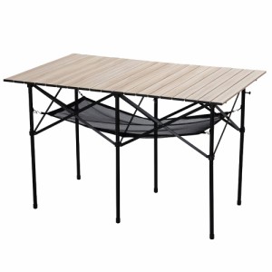 アイリスオーヤマ アウトドアテーブル ロールテーブル ウッドグレイン 幅70 折りたたみ式 テーブル 軽量 コンパクト収納 アウトドア キャ