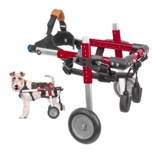 犬用車椅子 後肢リハビリサポート2輪歩行器 犬用カート補助輪 軽量 サイズ調整可能 小型・中型犬用 コーギー 柴犬など 老犬介護 (赤, S)