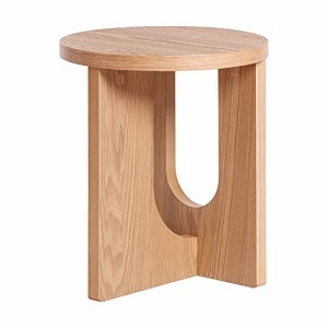 VaLaVie サイドテーブル 円型 机 シンプルな木製 丸テーブル ベッドサイドテーブル 幅30×奥行30×高さ42cm 木目色