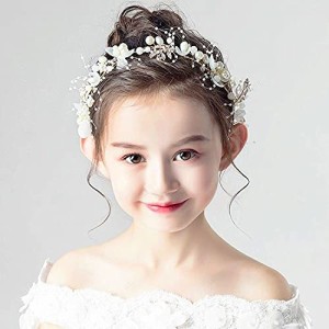 Doyeemei 髪飾り 結婚式 カチューシャ 女の子 ヘッドドレス ヘアアクセサリー 子供 花嫁 花冠 クラウン フラワー ヘアバンド パーティー 