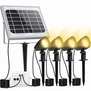 CLY ソーラーライト 屋外 ガーデンライト ソーラー LED スポットライト 分離式 明るい3色切替・2段階調光 5000mAh大容量 IP66防水 電球色